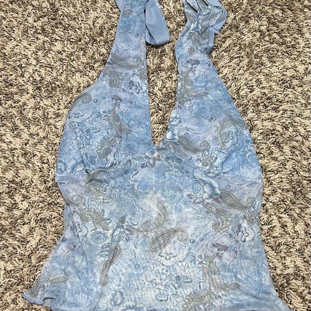 See You Monday Blue Floral Tank Top